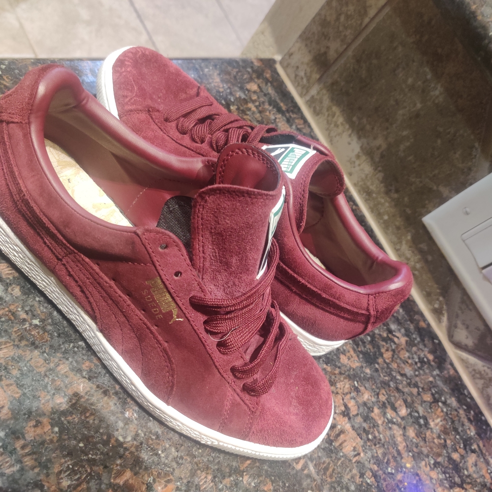 Puma Burgundy Suede Sneakers